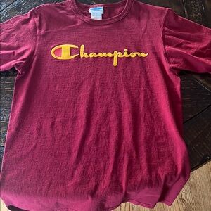 Champion Maroon T-Shirt with Gold Logo